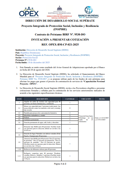Capacitación Personal Proyecto – OPEX